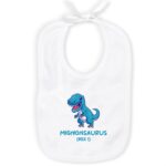 Bavoir 100% coton Mignonsaurus Rex bleu