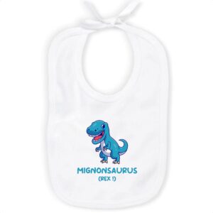 Bavoir 100% coton Mignonsaurus Rex bleu