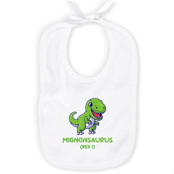 Bavoir 100% coton Mignonsaurus Rex vert