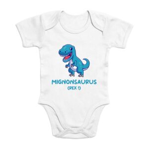 Body Bébé Bio Mignonsaurus Rex Bleu