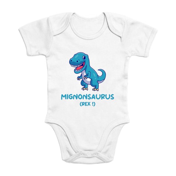 Body Bébé Bio Mignonsaurus Rex Bleu