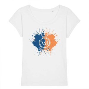 T-shirt manches retroussées Femme Bio Wesh Michel Splash Bleu Orange