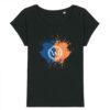 T-shirt manches retroussées Femme Bio Wesh Michel Splash Bleu Orange