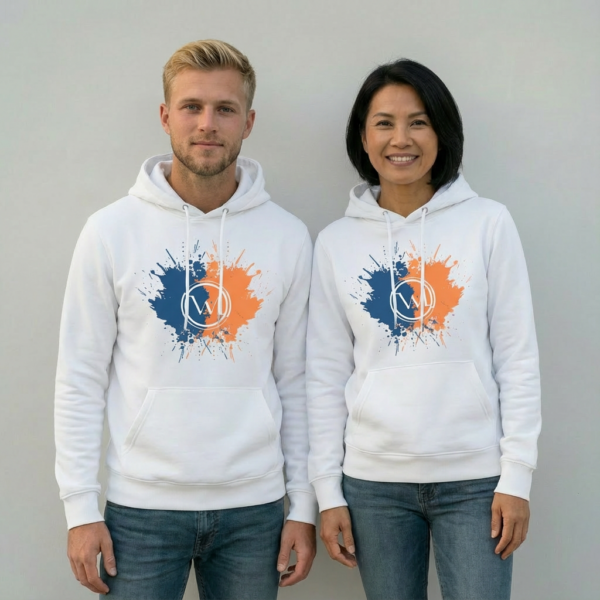 Hoodie Bio Wesh Michel Splash Bleu et Orange